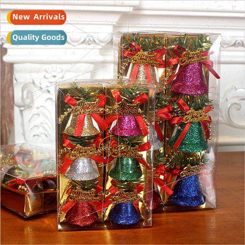 Christmas bells plastic decorations colorful sprinkles 5cm6p