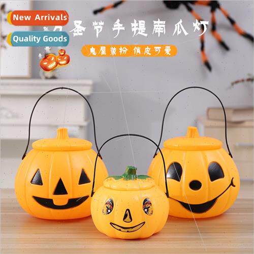 Halloween pumpkin lamp wh lid portable pumpkin bucket ghost