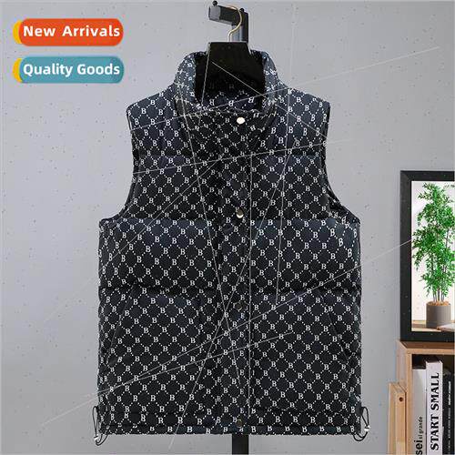 Letter stand-up collar cotton vest men 2023 fall winter men