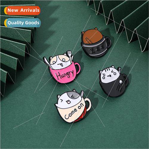 2023 new cafe inspirational mood brooch ins cartoon cute cat