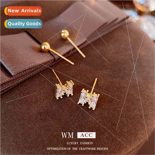 lver needle zirconia geometric earrings simple match earring