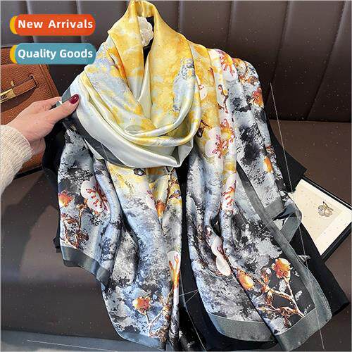 2023 new enlarged thin spring fall  fashion simulation silk