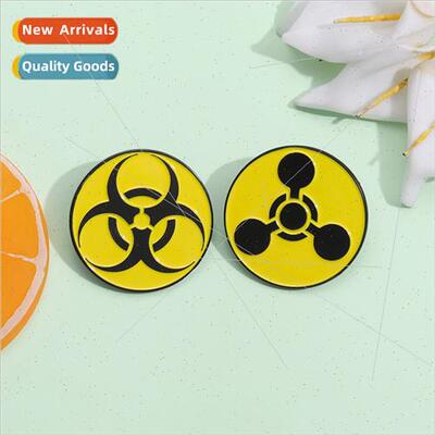 Radiation Biochemical logo pin Environmental warning round m