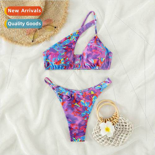 Europe swimsu wh bra pads womens separates bikini print swim