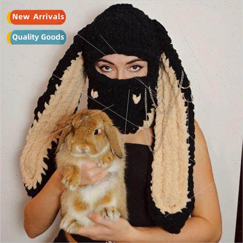 New big rabb ears handmade knted hat thickened warm velvet h