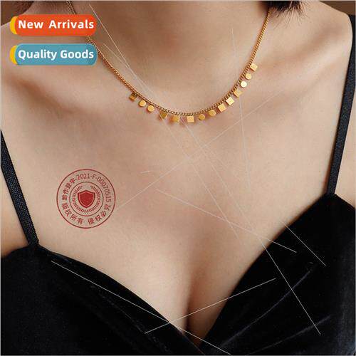 Korea ins cold wind small square pcs neck chain tassel chain