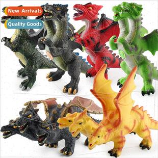 Soft rubber cotton filled sounding two-headed dinosaur child