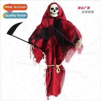 Halloween decorations red cloth skull scyGrim Reaper pendant