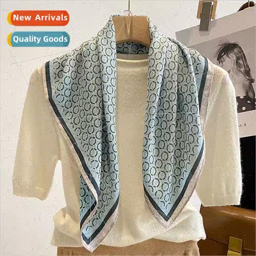 Cotton linen small square scarf female silk scarf printing t