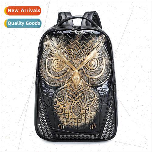 2023pu double shoulder backpack female punk tide owl waterpr