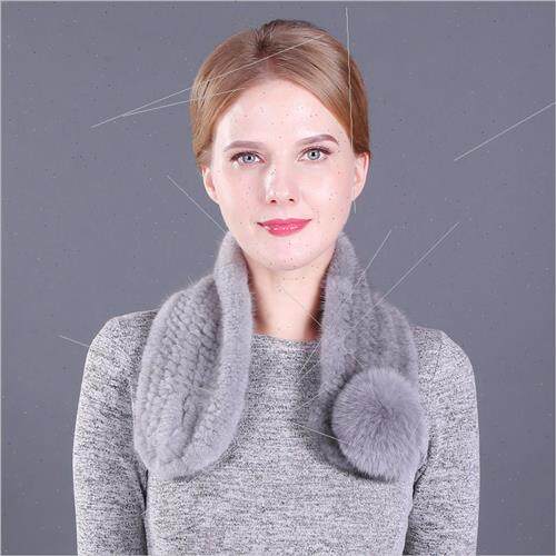 Winter new warm women mink hair scarf braided fox hair ball