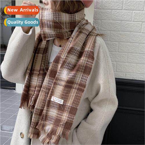 2023 new Golden Dawn  plaid scarf female fall winter Korea