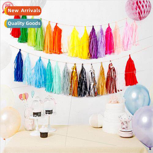 Birthday paper tassel pull flower ribbon decoration supplies
