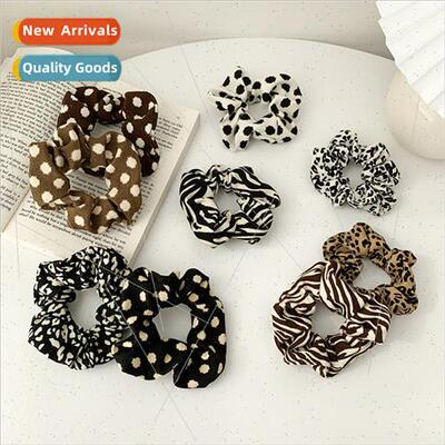 Autumn Winter Retro Leopard Polka Dot Large Intestine Hair C