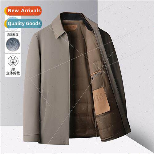 Goose down jacket fall winter new lapel jacket removable lin