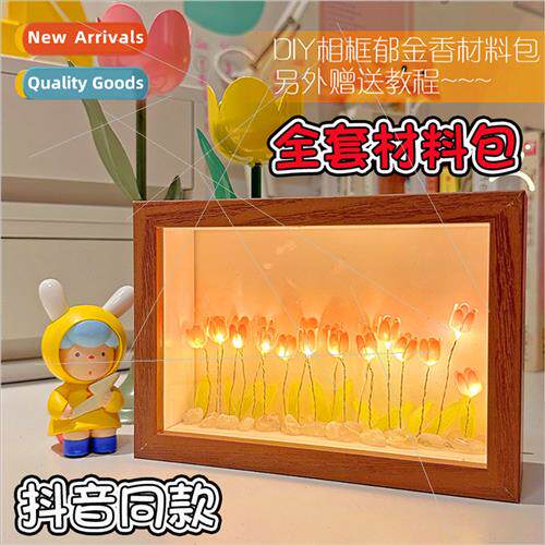 Wooden photo frame dried flowers save diy floral hollow thre