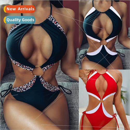 Europe One-piece SwimsuSexy Hollow Out Strappy Solid Color S