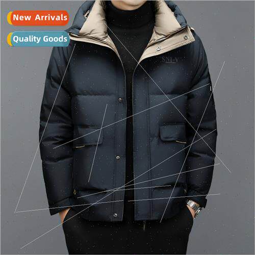 Men down jacket short casual fashion hooded thickened warm d