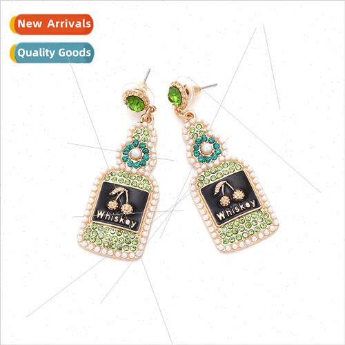 fashion design sense alloy oil drop inlaid rhinestone cherry