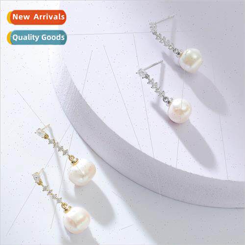 925 silver zirconium inlaid natural earrings female Korea ne