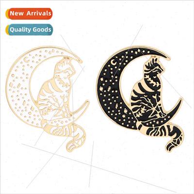 brooch punk wind cute sting on moon cat brooch students vers