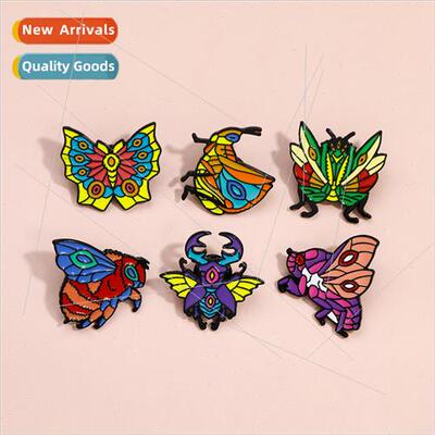 cartoon animal alloy badge butterfly rhinoceros cicada insec
