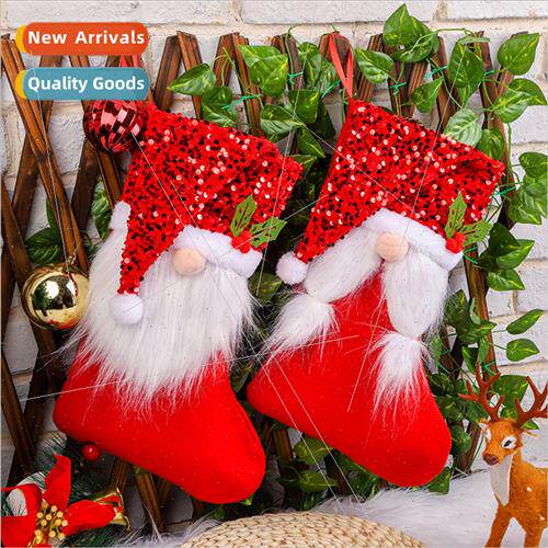 Creative sequin cap Christmas socks Christmas candy socks fa