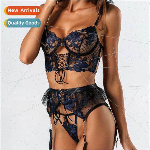 2022 Sexy Thin Embroidered Bra Set Mesh Floral ngerie Women