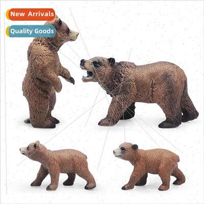Bear Model Ornament Set Solid Growling Grizzly Bear Standing