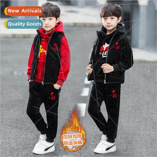 Autumn winter new children sweater sweatpants vest threePCS