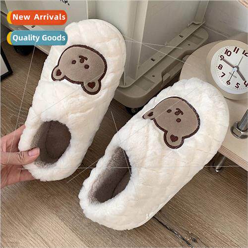 Korean ins cute cartoon bear full package wh cotton slippers