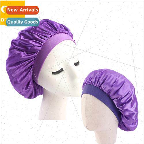 Parent-child elastic wide-brimmed night cap Faux silk dome h