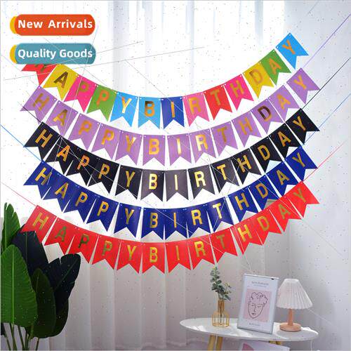 Birthday pull flag decoration ins paper foil glter glter let