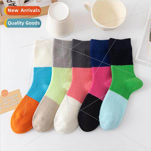 The new Korea Dongdaemun colorful stripes simple stacked soc