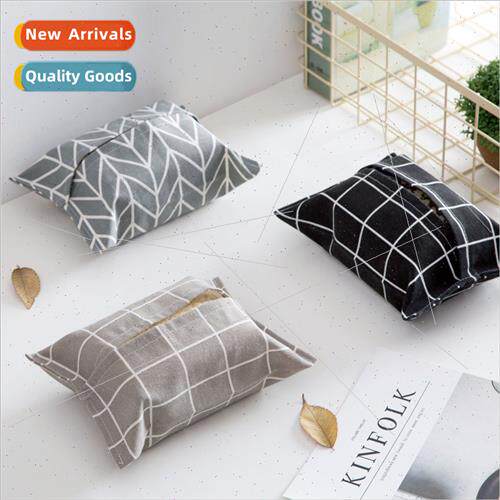 Japan plaid cotton linen paper towel bag fabric car paper to