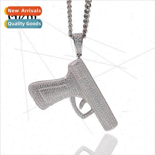 Hip Hop Men Pistol Pendant Necklace Europe Vintage Long Swea