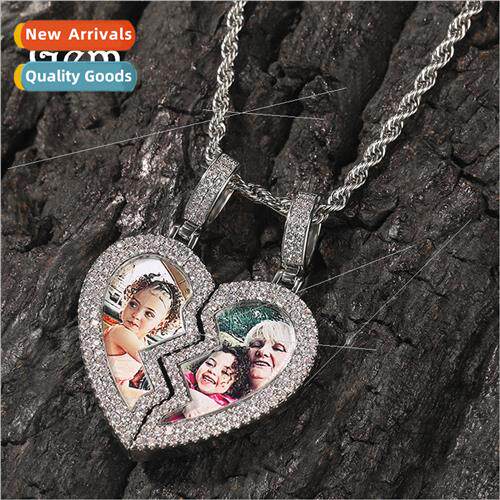 Hip Hop New Magnet Heart Photo Pendant Necklace Fashion Copp