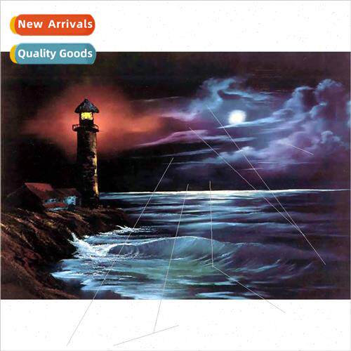 New beach lighthouse landscape diamond painting modern simpl