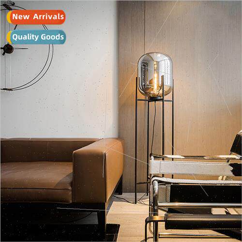 Scandinavian glass floor lamp quadruple tripod soot living r