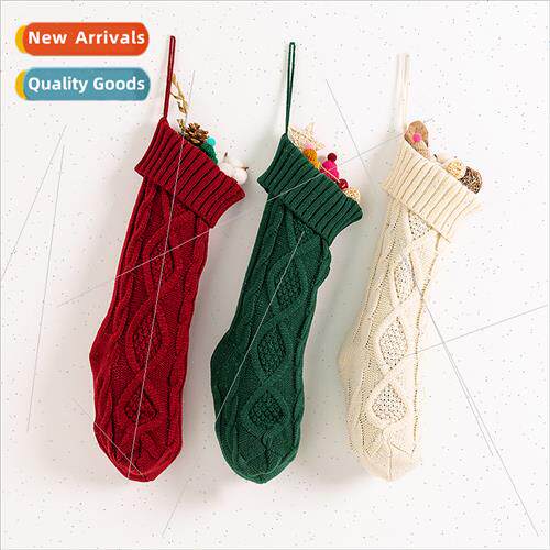 Europe Christmas Stocking Candy Knted Diamond Wool  Bags Bag