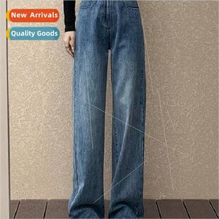 waisted straight jeans mple spring high female fal versatile