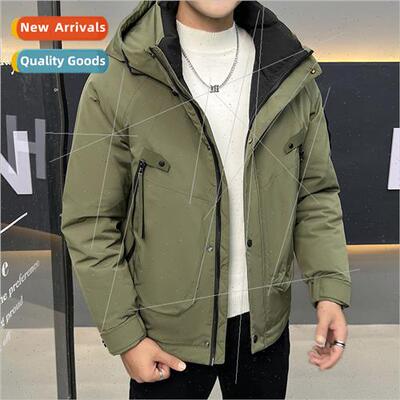Men down jacket work  hooded tide men warm short jacket 2023