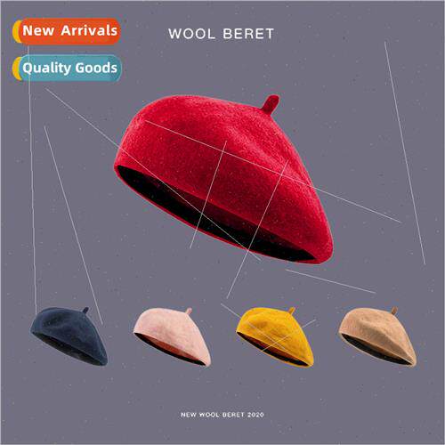 Autumn winter hat female winter wool beret female UK retro K