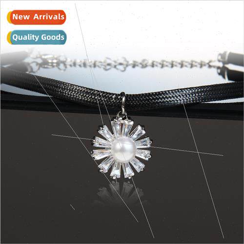 Superior Sunflower Necklace Korean Pendant Black Leather Rop