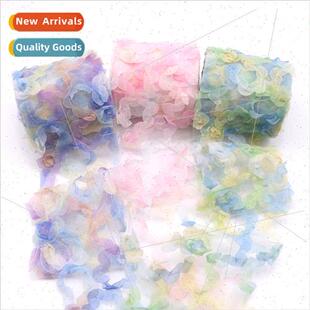 6cm/8cm wide 10 yards long chiffon yarn rose embroidery head