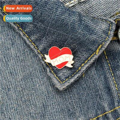 Creative Mom Heart Brooch Mother Day  Alloy Lacquer Pin Back