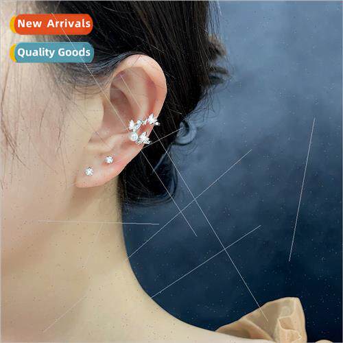 Bow tie zirconia pearl ear clips no ear hole U-shaped ear bo