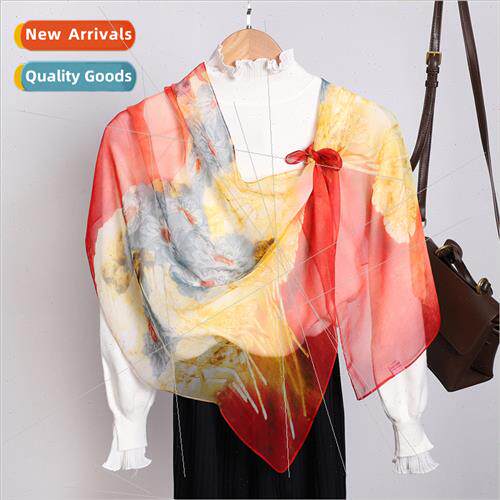 2023 new Korea sunscreen printed silk scarf imation georgett