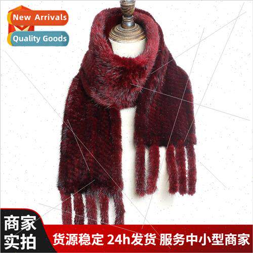 Mink hair knted fur scarf fall winter long mink scarf soft s