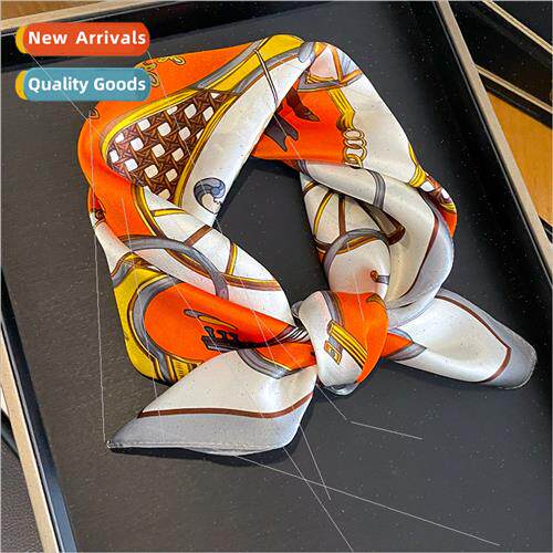 Retro carriage fashion silk small square scarf women senior